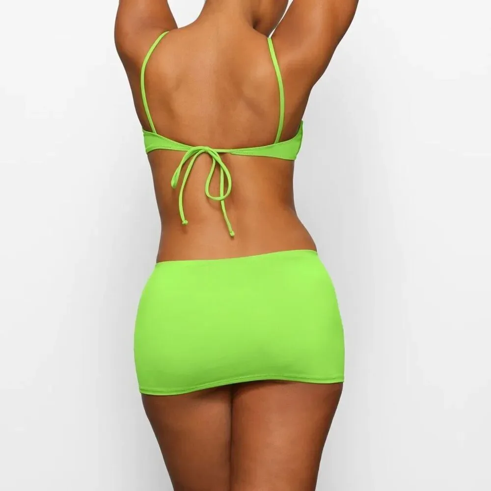 SKIMS Recycled Swim Skirt Micro Mini Neon Green NWT Size 4X